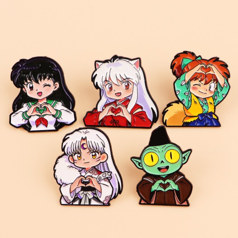 Enamel Pin Set - Cute Wolf Ear Fantasy Character Heart