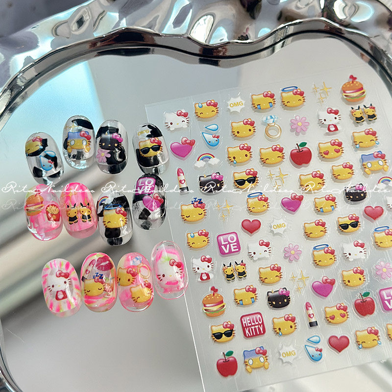 Anime Merchandise Nepal - Cartoon HelloKitty Sanrio Nail Sticker Pixel