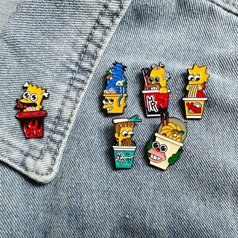 Enamel Pin Set - 6pcs Set The Simpsons Cute funny