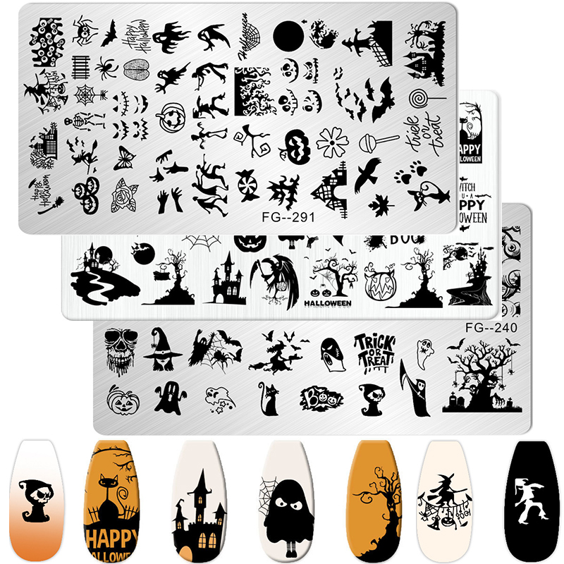 Anime Merchandise Nepal - Cartoon Halloween Nail Art Stamping Plates