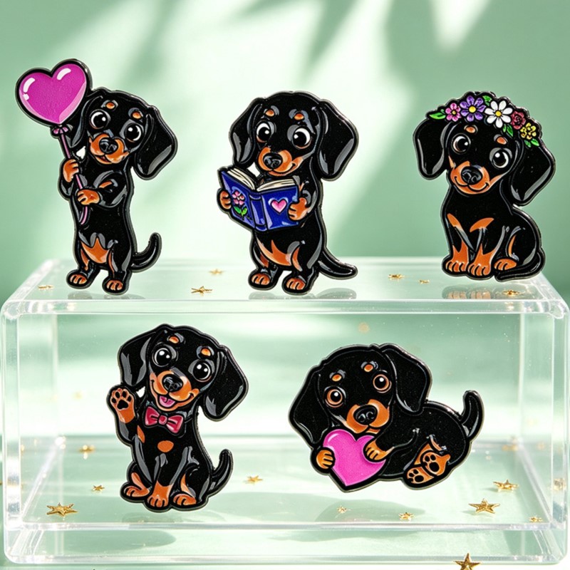 5pcs Cute Dachshund Enamel Pin - Enamel Pin Set recension och pris