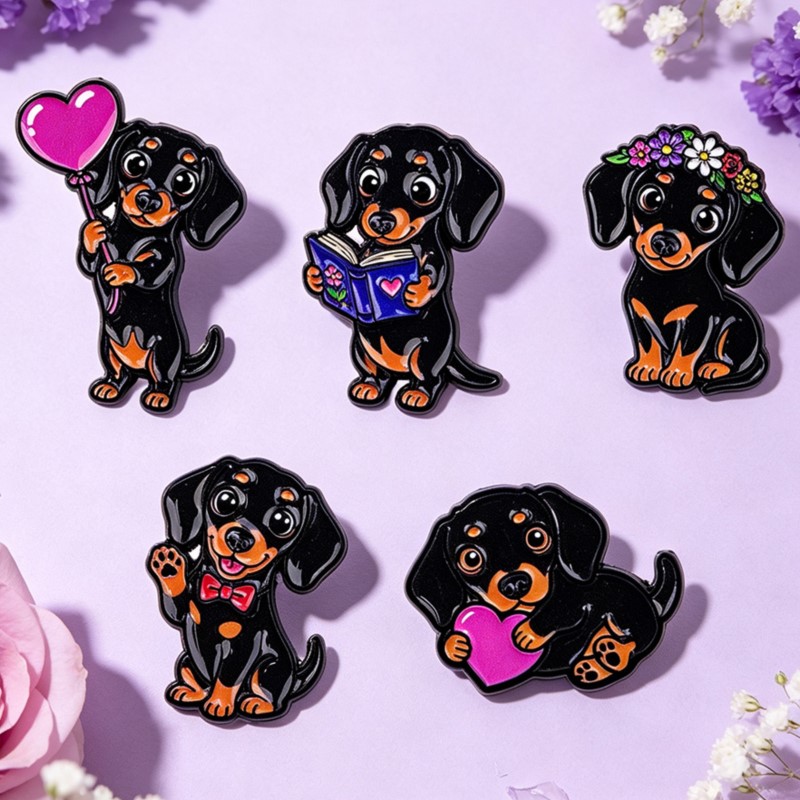 5pcs Cute Dachshund Enamel Pin - Enamel Pin Set recension och pris